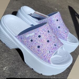 Crocs Stomp Slide Custom Rhinestones woman size 6